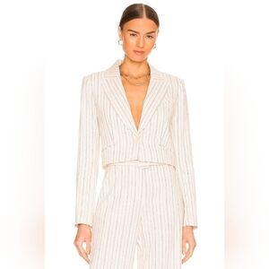 Veronica Beard Armada pinstripe cream crop blazer jacket